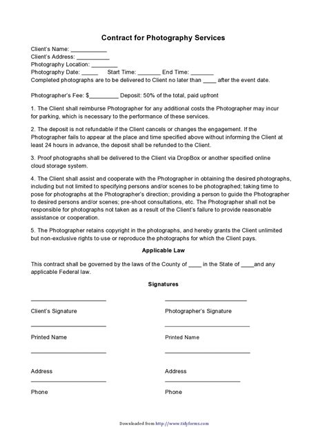 Model Photoshoot Contract Template