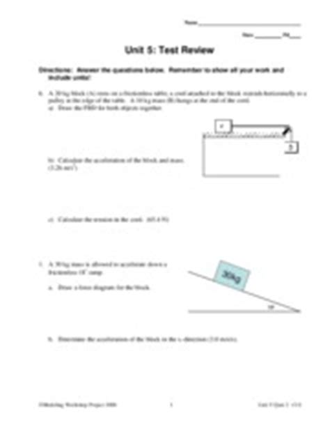 Modeling Workshop Project 2006 Unit V Worksheet 3 Answers Doc