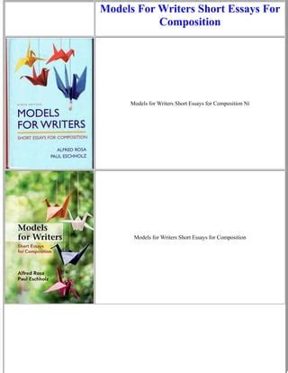 Models For Writers Short Essays For Composition Epub