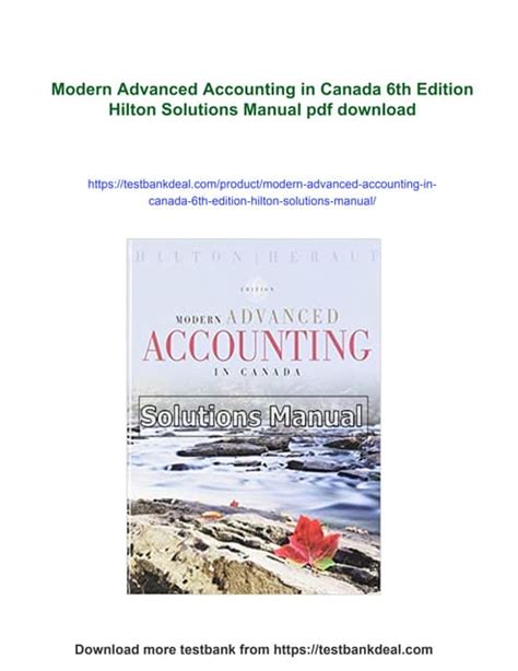 Modern Advanced Accounting Canada 6th Edition Solutions Kindle Editon