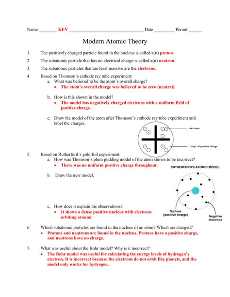 Modern Atomic Theory Concept Review Answers Doc