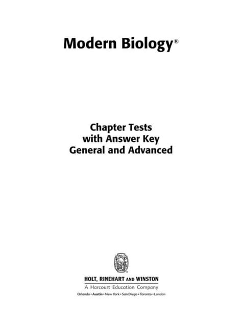 Modern Biology Assessment Answer Key PDF