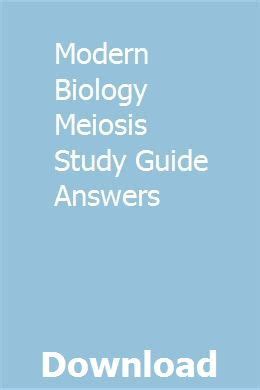 Modern Biology Meiosis Study Guide Answers Kindle Editon