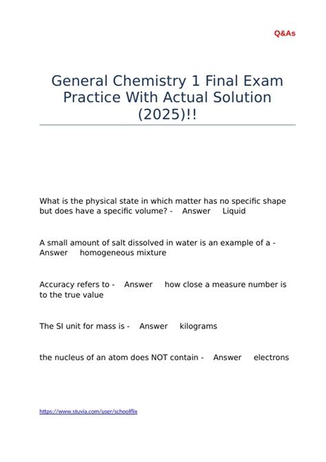 Modern Chemistry 1 Final Exam Answers PDF