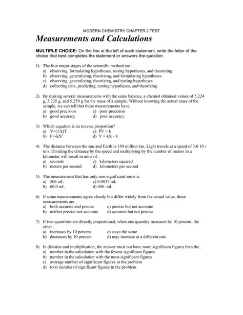 Modern Chemistry Chapter 2 Test Answers PDF