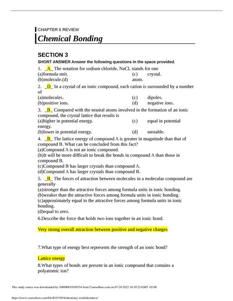 Modern Chemistry Chapter 6 Review Answer Key Kindle Editon