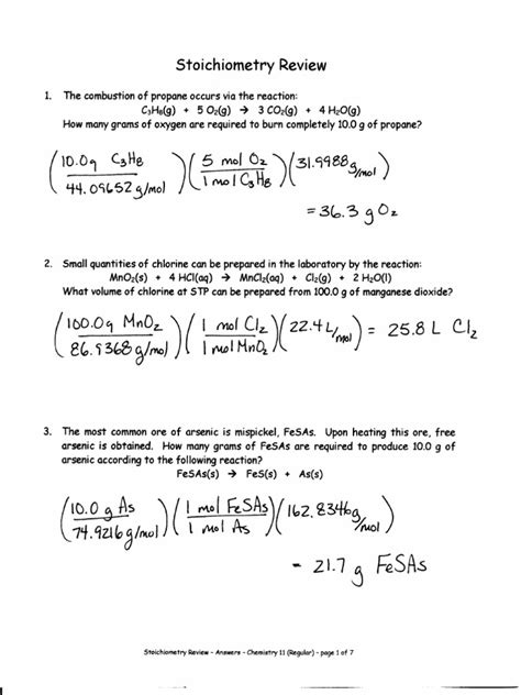 Modern Chemistry Review Stoichiometry Answers PDF