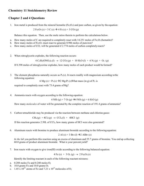 Modern Chemistry Stoichiometry Review Answers Doc