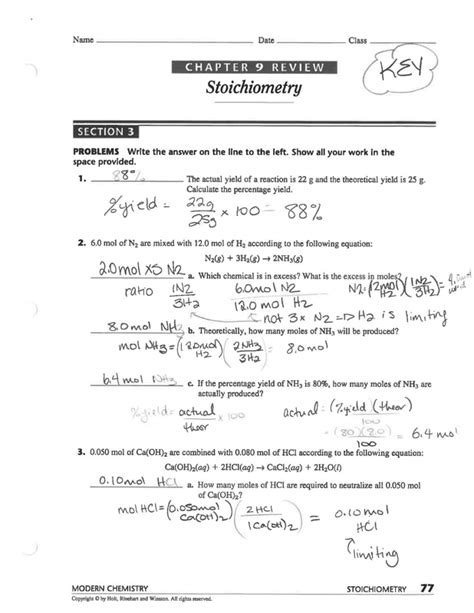 Modern Chemistry Stoichiometry Section 1 Review Answers PDF