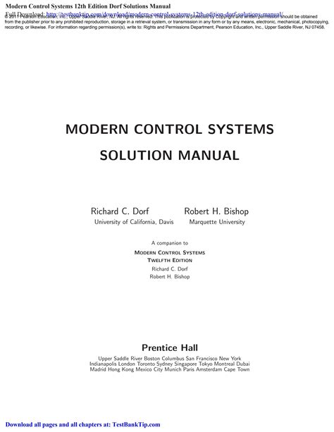 Modern Control Systems 12th Edition Solution Manual PDF