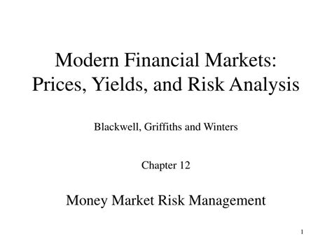 Modern Financial Markets Prices, Yields and Risk Analysis Kindle Editon