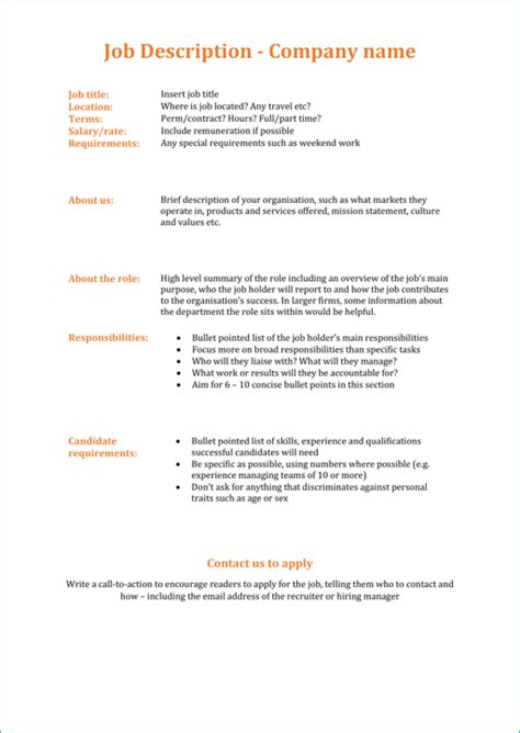 Modern Job Description Template