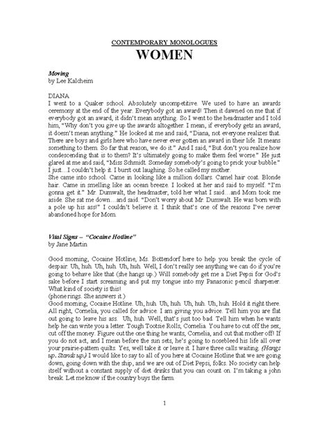 Modern Monologues Women Doc