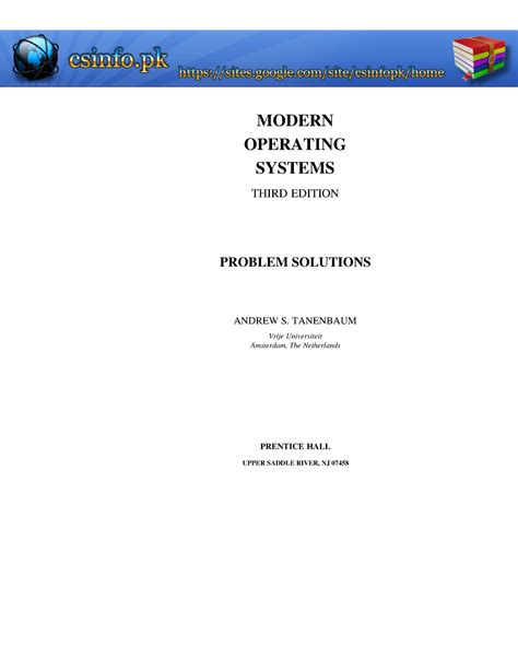 Modern Operating Systems 3rd Edition Problem Solution Kindle Editon