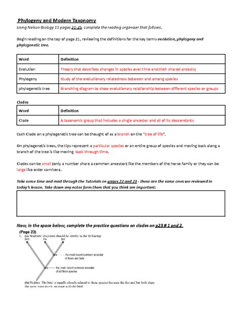 Modern Phylogenetic Taxonomy Answers PDF