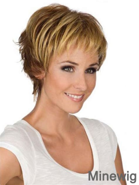 Modern Wavy Boycuts Blonde Short Wigs