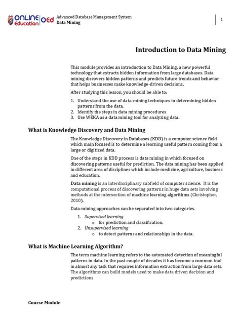 Module 1: Introduction to Data Mining
