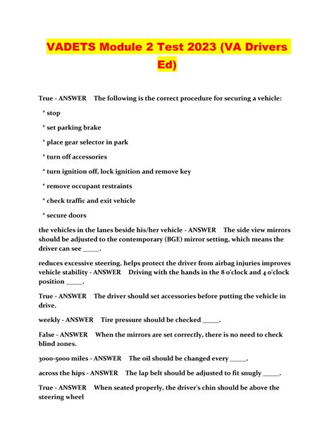 Module 5 Topic 2 Drivers Ed Answers PDF