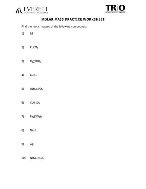 Molar Mass Practice Worksheet Answer Key Chemfiesta Epub