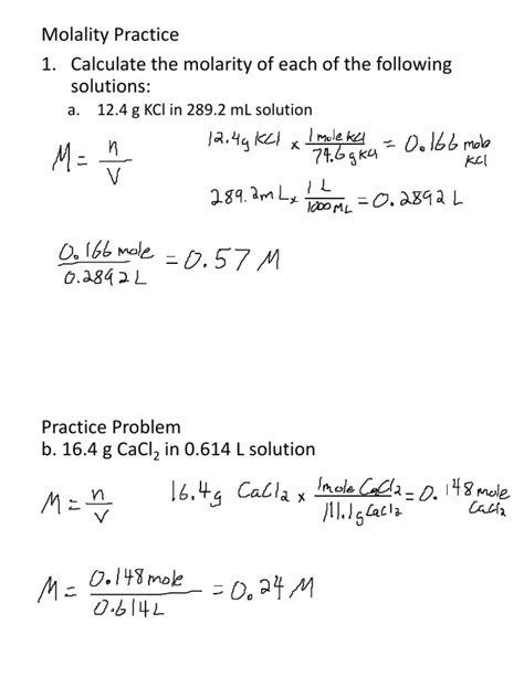 Molarity And Molality Notes Practice Answers Epub