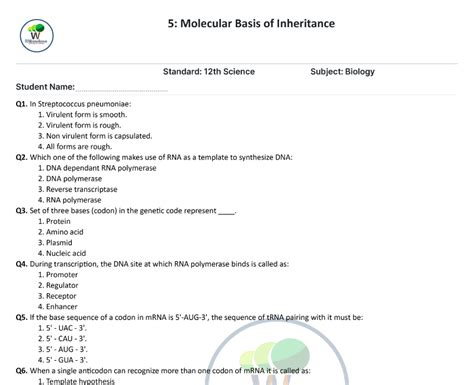 Molecular Basis Of Inheritance Answers Kindle Editon