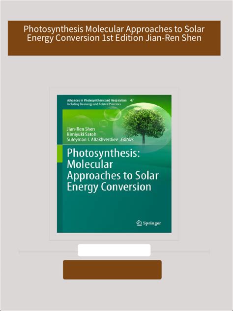 Molecular Biology of Photosynthesis 1st Edition Doc