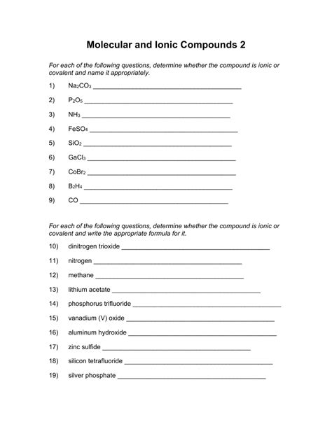 Molecular Compound Worksheet Answers Kindle Editon