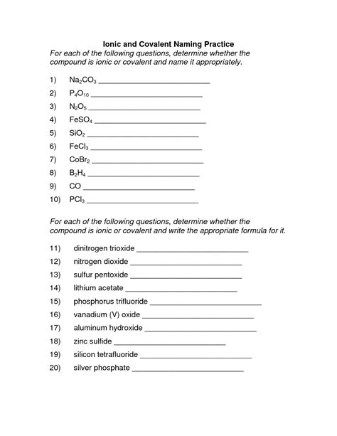 Molecular Compounds Worksheet 1 Answers Doc