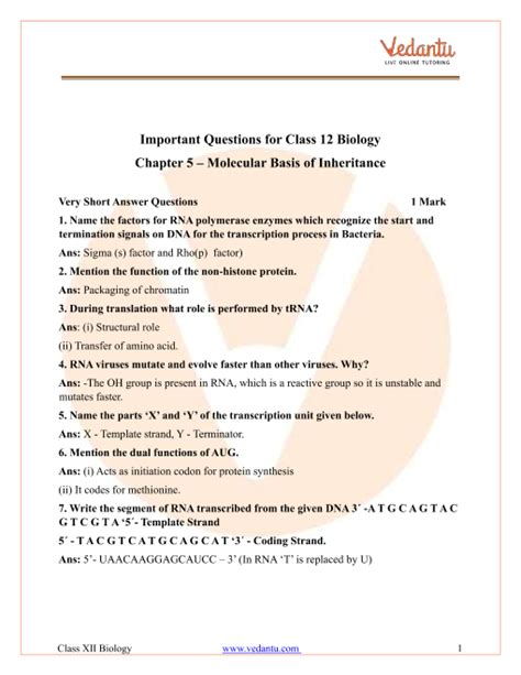 Molecular Genetics Subjective Questions And Answers Reader