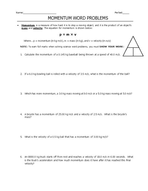 Momentum Word Problems Answer Key Reader