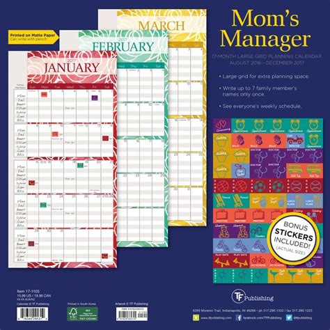 Moms Manager Floral Month Calendar Epub