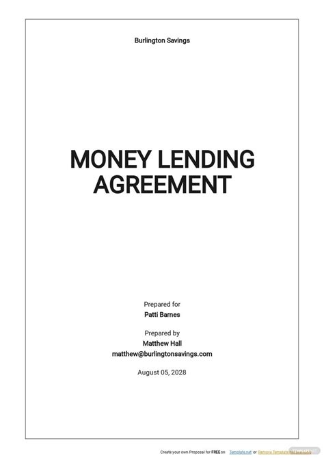 Money Lending Agreement Template
