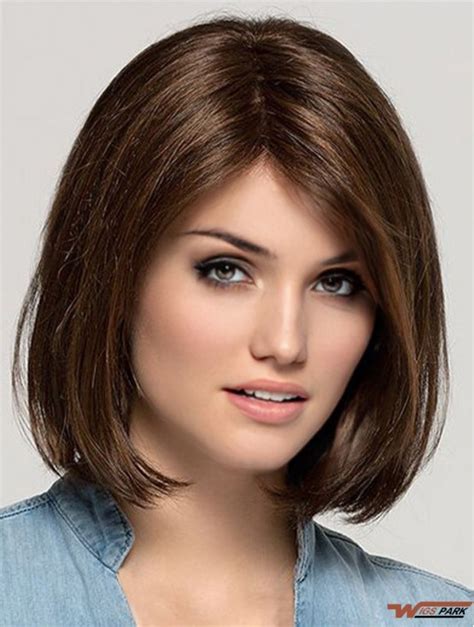 Monofilament 12" Trendy Brown Bobs Human Hair Wigs