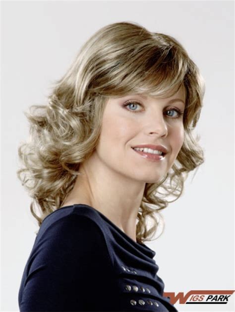 Monofilament 14" Curly Shoulder Length Wigs Human Hair