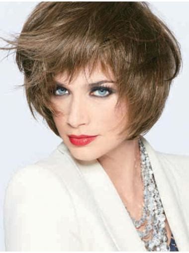 Monofilament Refined With Bangs Straight Short Wigs