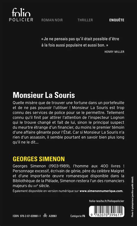 Monsieur La Souris Folio Policier French Edition Doc