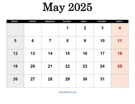 Month Of May Calendar Printable