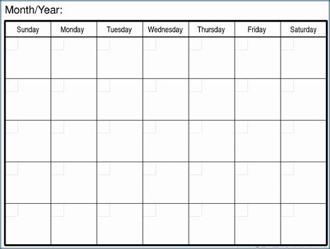 Monthly Calendar Blank Template