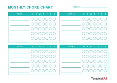 Monthly Chore List Template