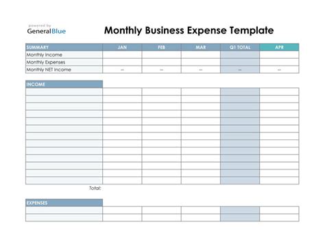 Monthly Expense Excel Template