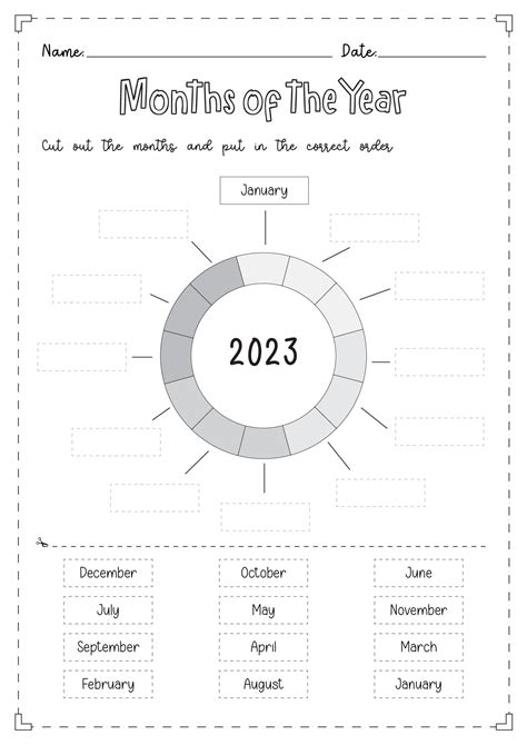 Months Of The Year Cut And Paste Printable