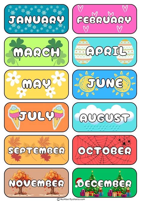Months Of The Year Free Printable