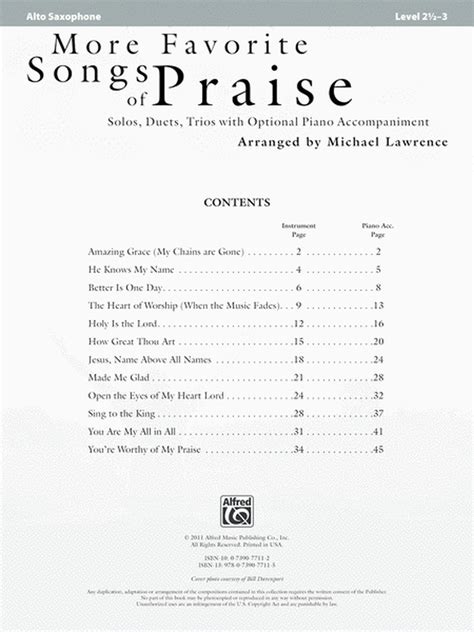 More Favorite Songs of Praise Solo-Duet-Trio with Optional Piano Clarinet Favorite Instrumental Series Reader