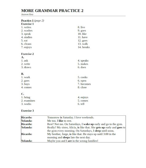 More Grammar Practice 2 Answer Key PDF