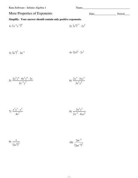 More Multiplication Properties Of Exponents Answers Key Kindle Editon