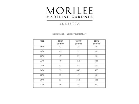 Mori Lee Size Chart
