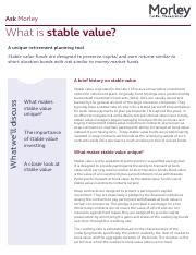 Morley Stable Value: A Safe and Stable Option for Retirement Planning