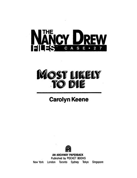 Most Likely to Die Nancy Drew Files Book 27