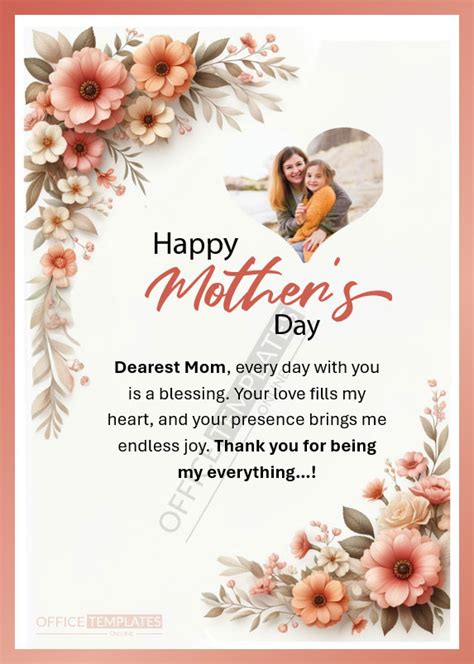 Mothers Day Card Template Word