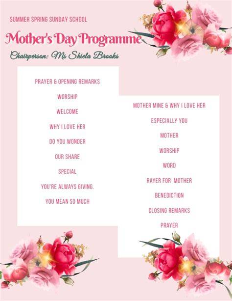 Mothers Day Program Template